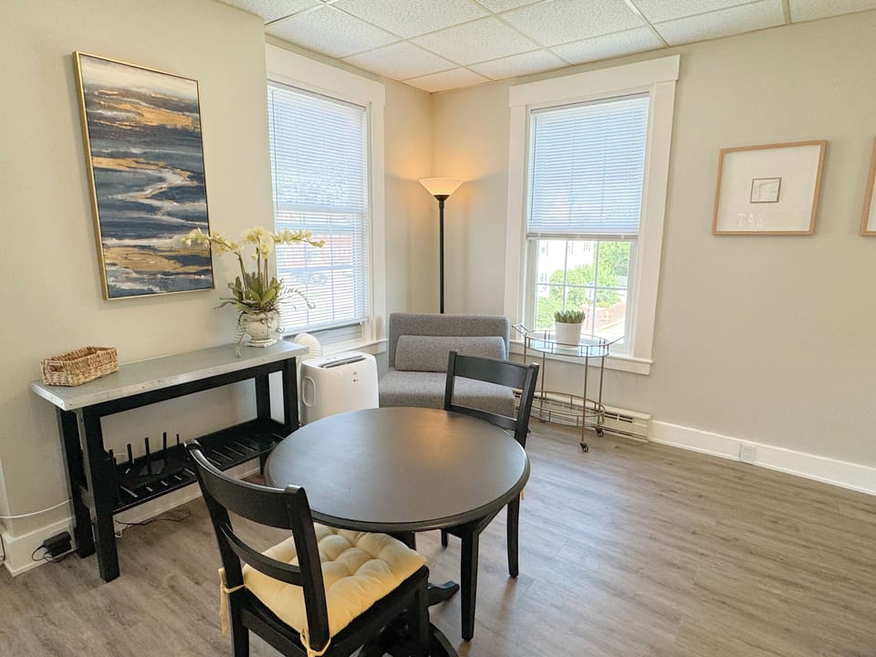 Inviting and filled with natural light; perfect for enjoying a cup!