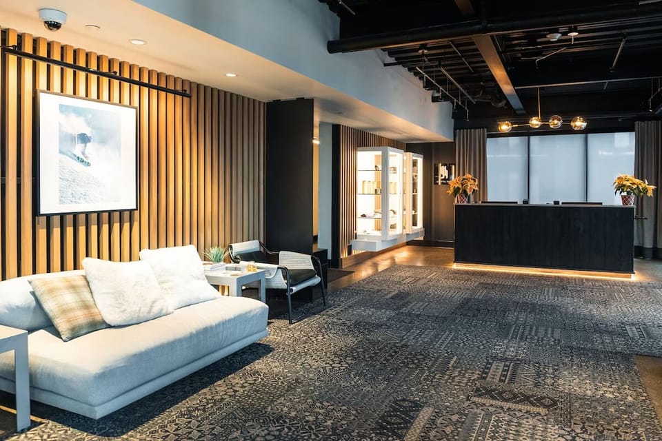 Check in smoothly, then relax in a stylish, quiet lobby.