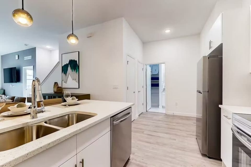Fully equipped kitchen for culinary adventures and home-cooked delights.