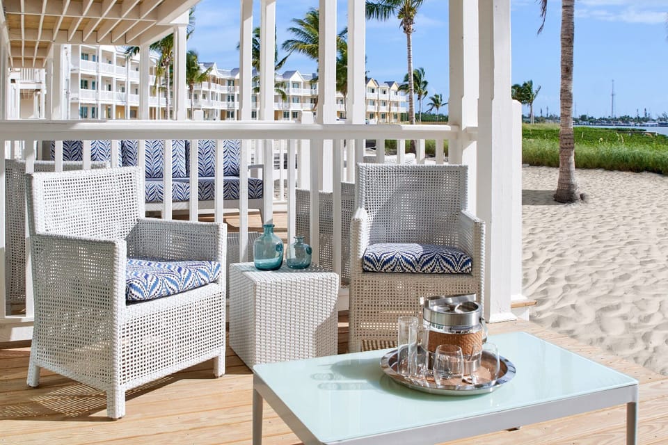 Lounge in the shade with sand at your doorstep.