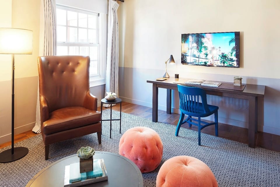 Plug in and focus at a dedicated desk with TV entertainment.