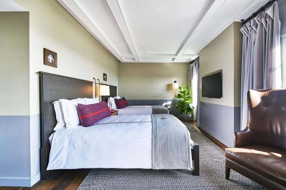 Sleep soundly with spacious double beds and soft, layered textiles.