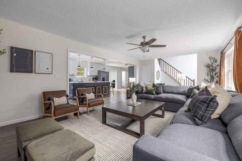 Separate living room to relax and enjoy a book or movie. Pocono Mountains Family Friendly & Kid Friendly Amenities, Hot Tub, Sauna, Fire Pit, Grill, Game room, Gaming stations, Pool, Ski, Hike