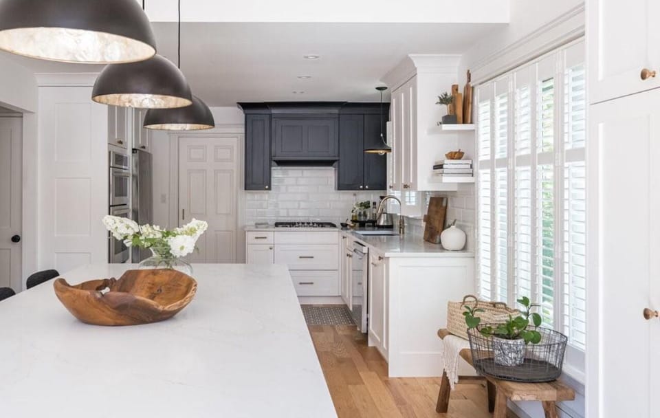 Chef’s kitchen with large marble island for entertaining! 