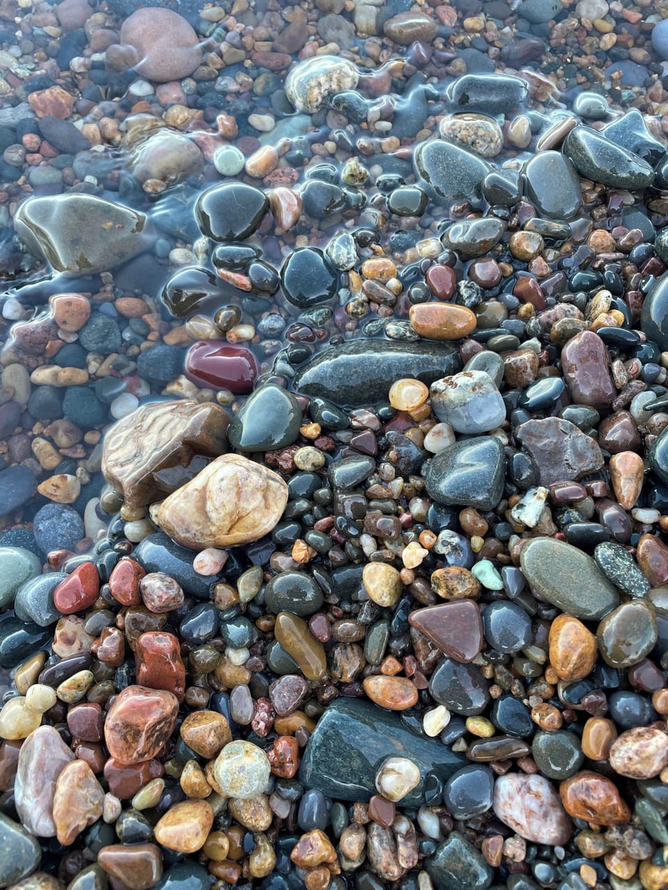 One of our favorite activities-rock hunting! Point Betsie is an awesome place!
