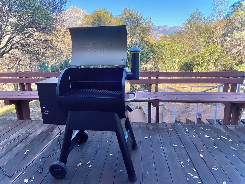 Big Trager pellet BBQ for all your grilling needs. Utensils and pellets provided