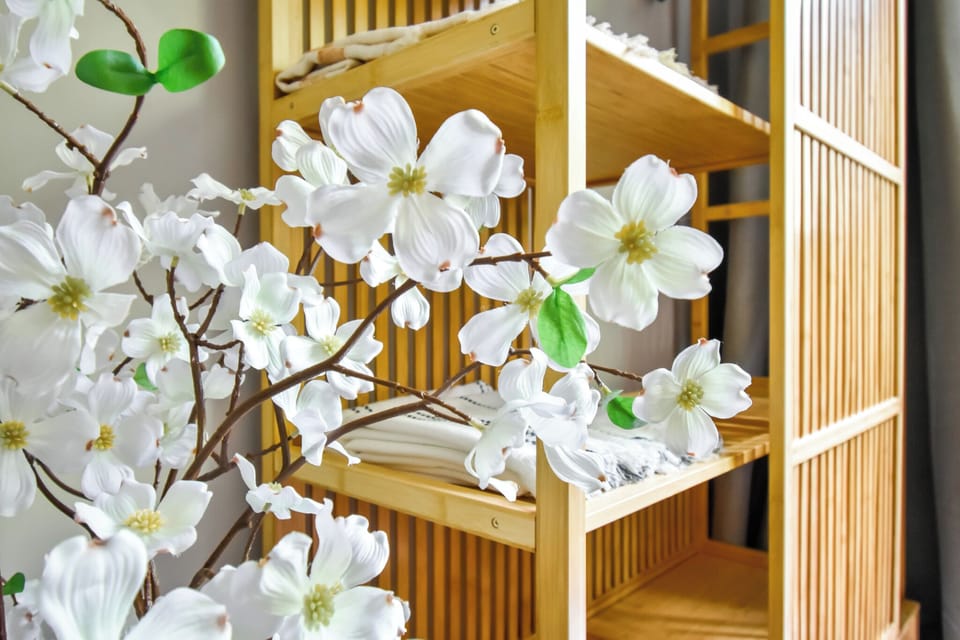 Stylish Workspace: The stylish workspace offers everything you need for a productive day.