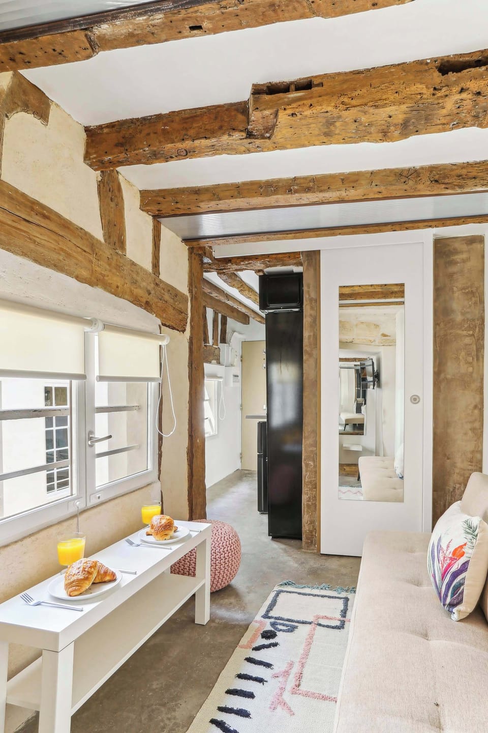 The open-plan living and dining area