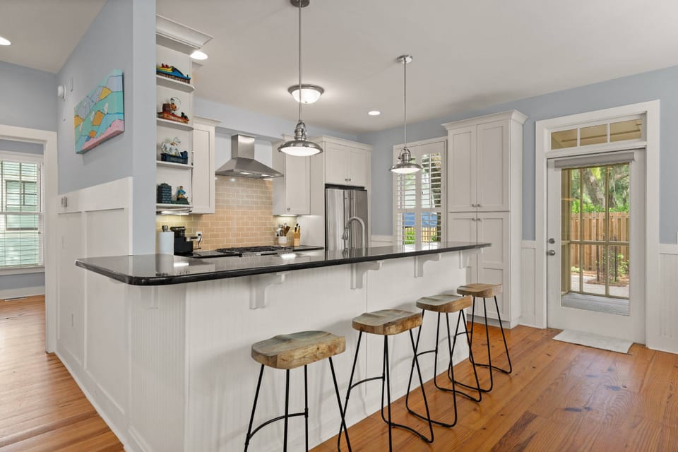 Have a seat on barstools while someone else cooks dinner.