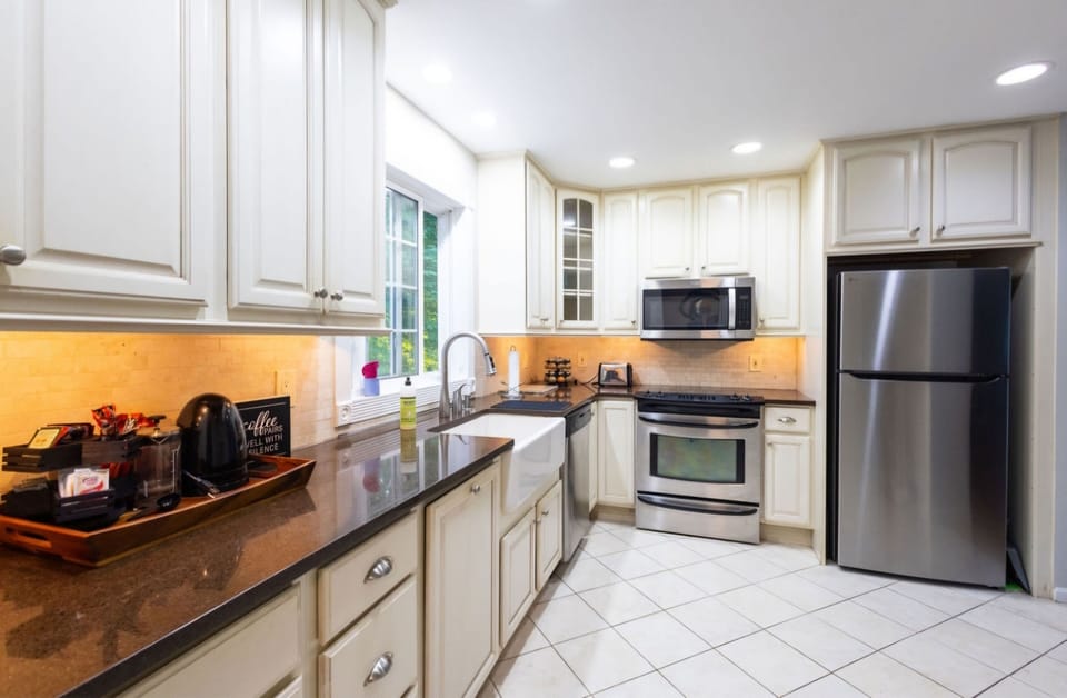The kitchen is stocked with everything you may need to meet your needs.