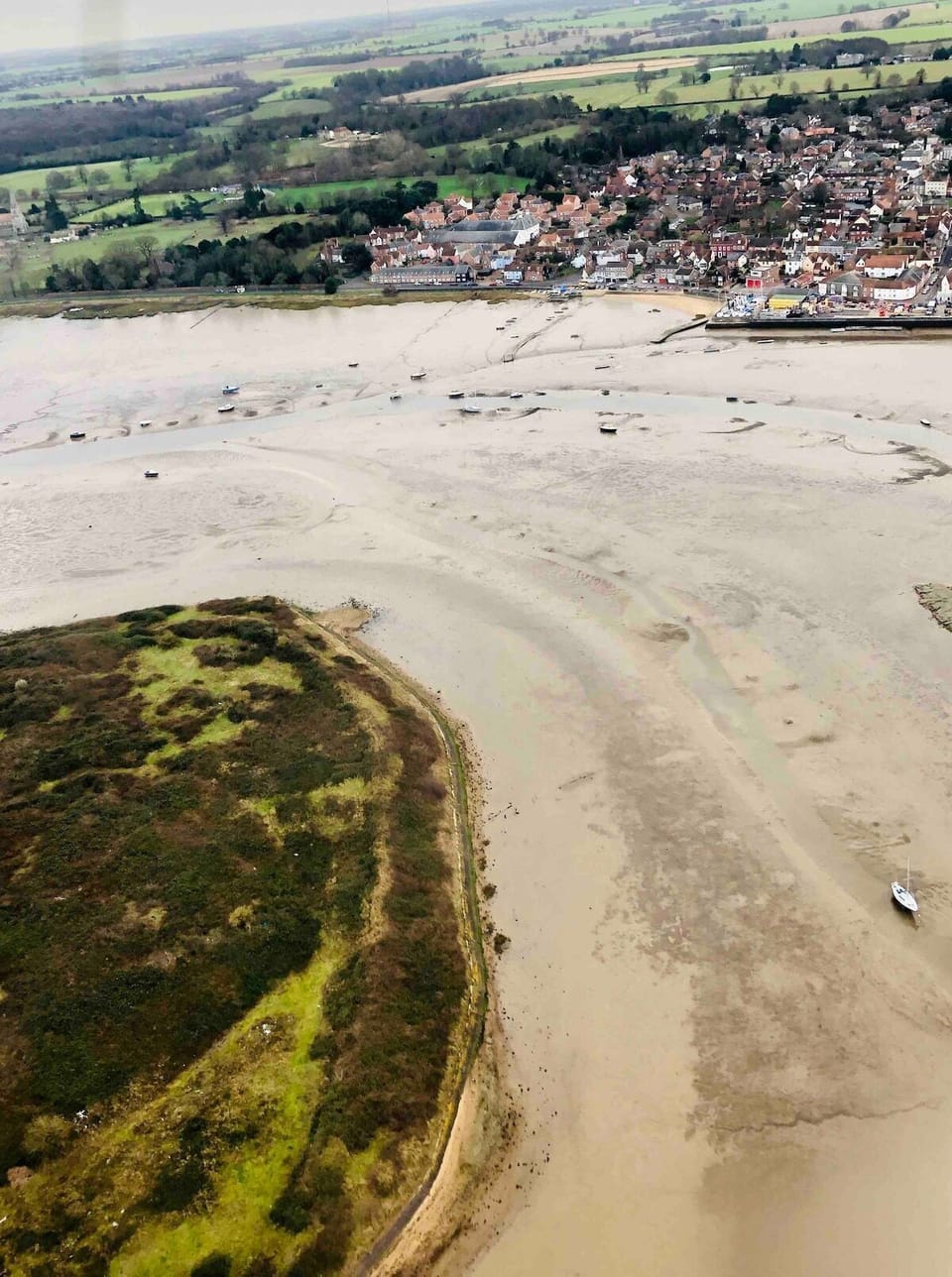 Air view of the river Stour at Mistley, just down the road from the house
