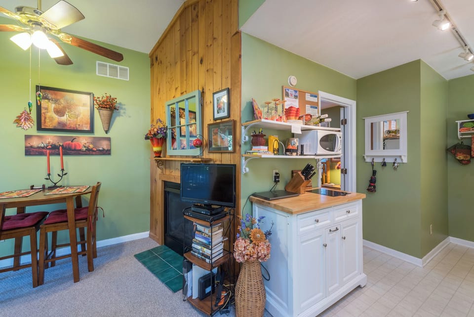 Living area leading into the kitchen.