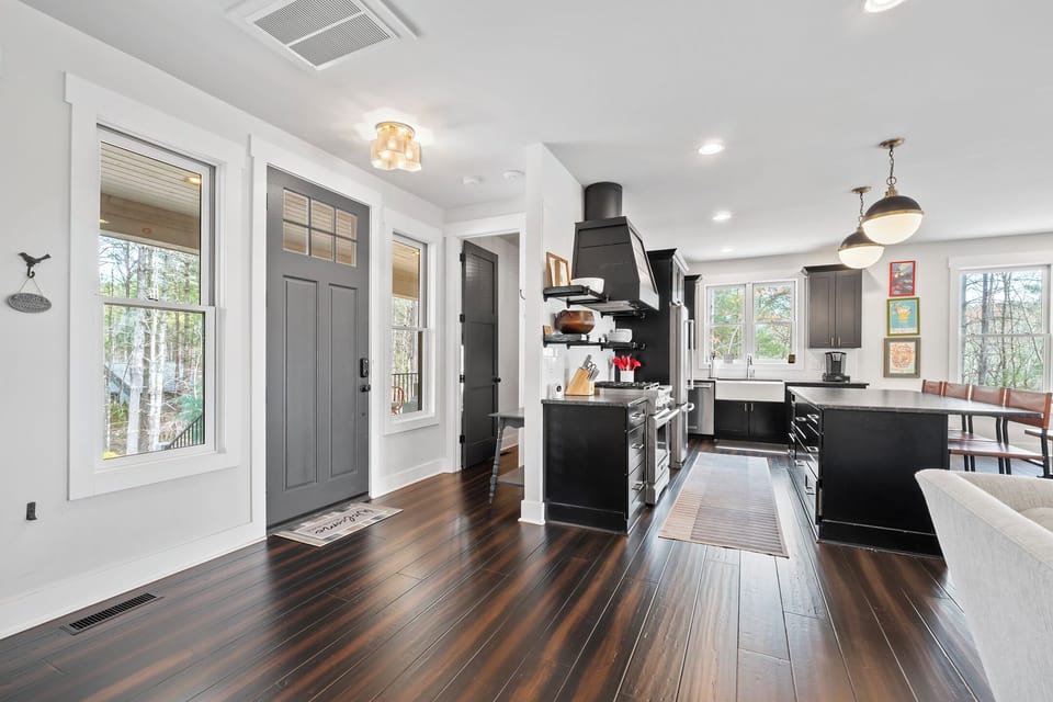 Impressive and well-equipped kitchen with gas range, dishwasher, and Keurig coffee maker