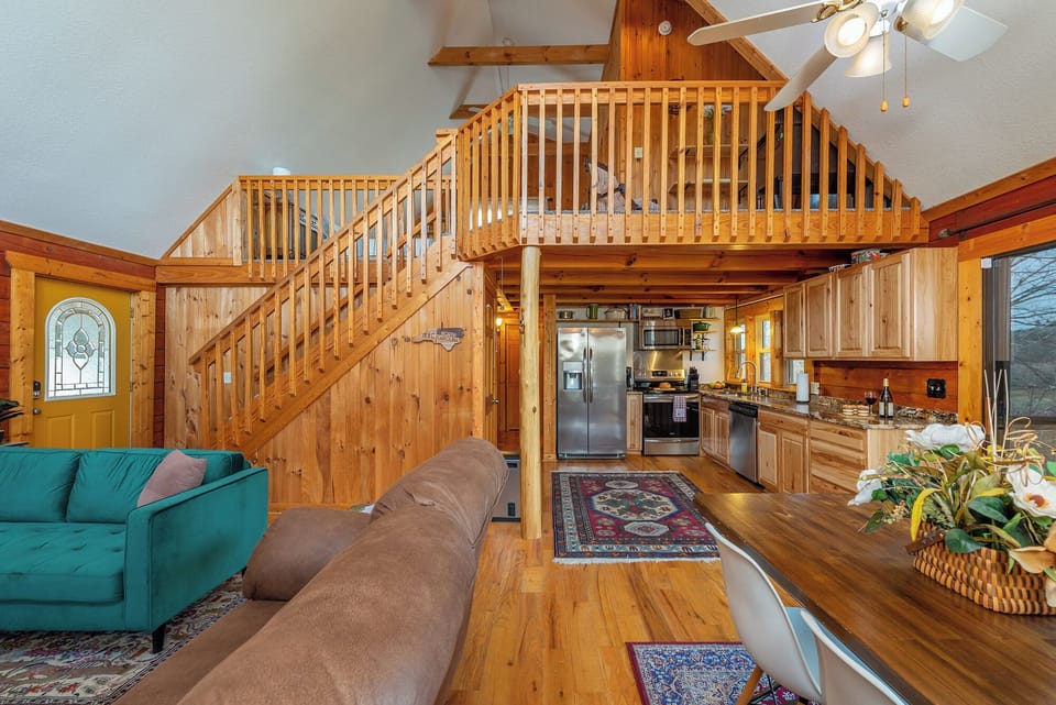 Open living, dining, and kitchen area on the main level.