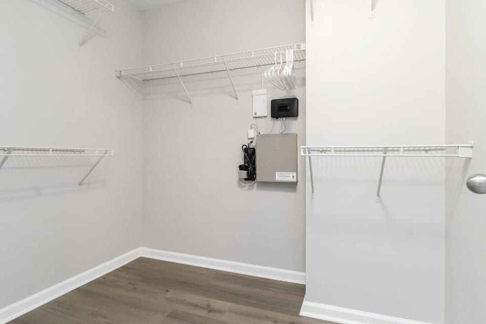 Walk-in closet accessible through the private bathroom