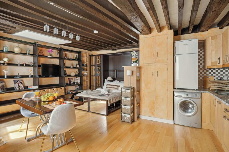 The open-plan living, kitchen and dining area