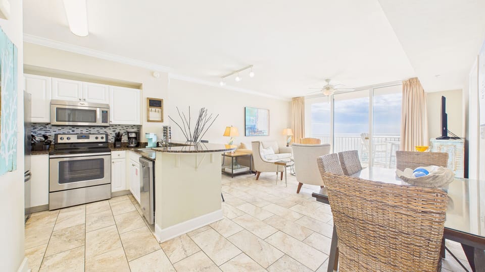Entry-way to kitchen and living area