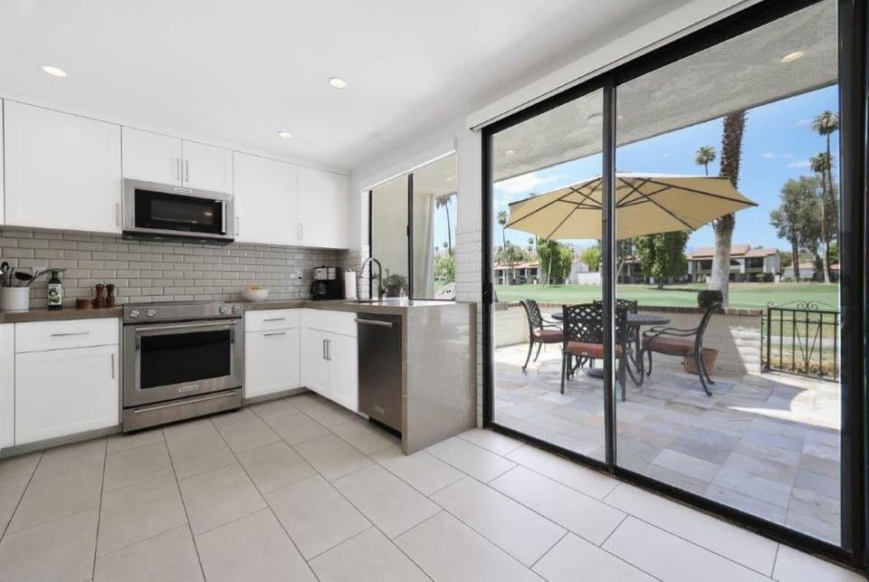 Kitchen view to golf course and mountains 