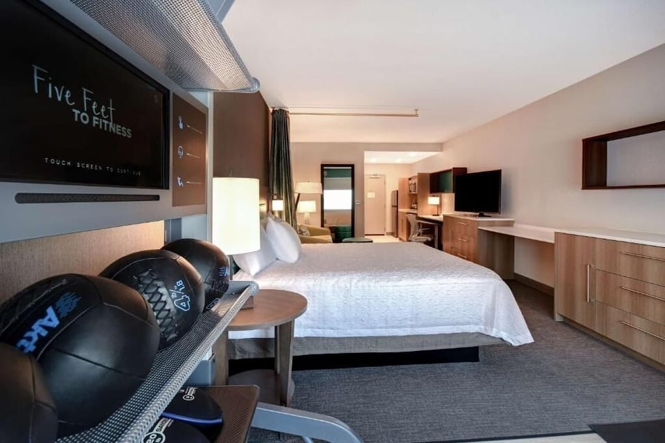 Stretch out in a roomy layout with entertainment and storage.