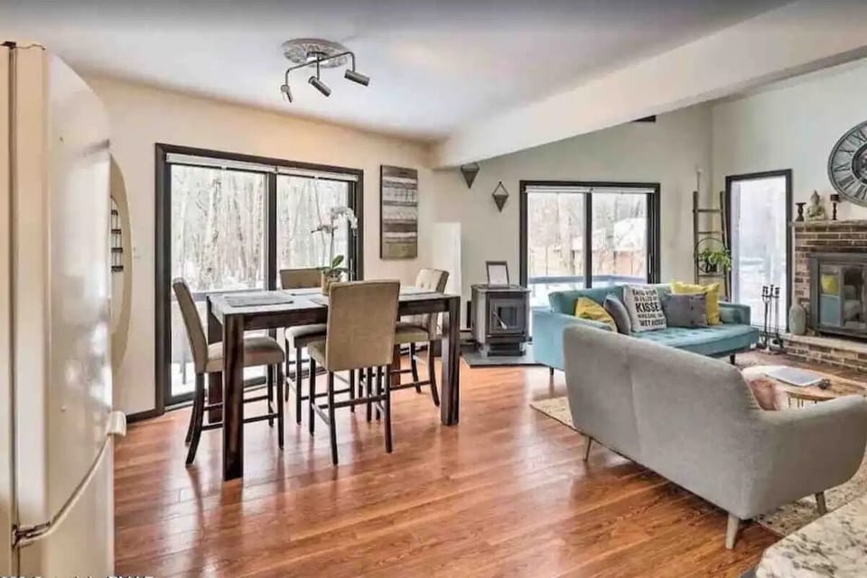 dining room and living room space view from the kitchen