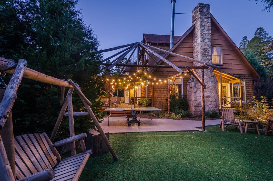 Backyard with ping pong table