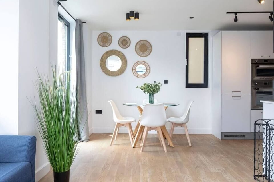 Open plan living room and kitchen and dining area