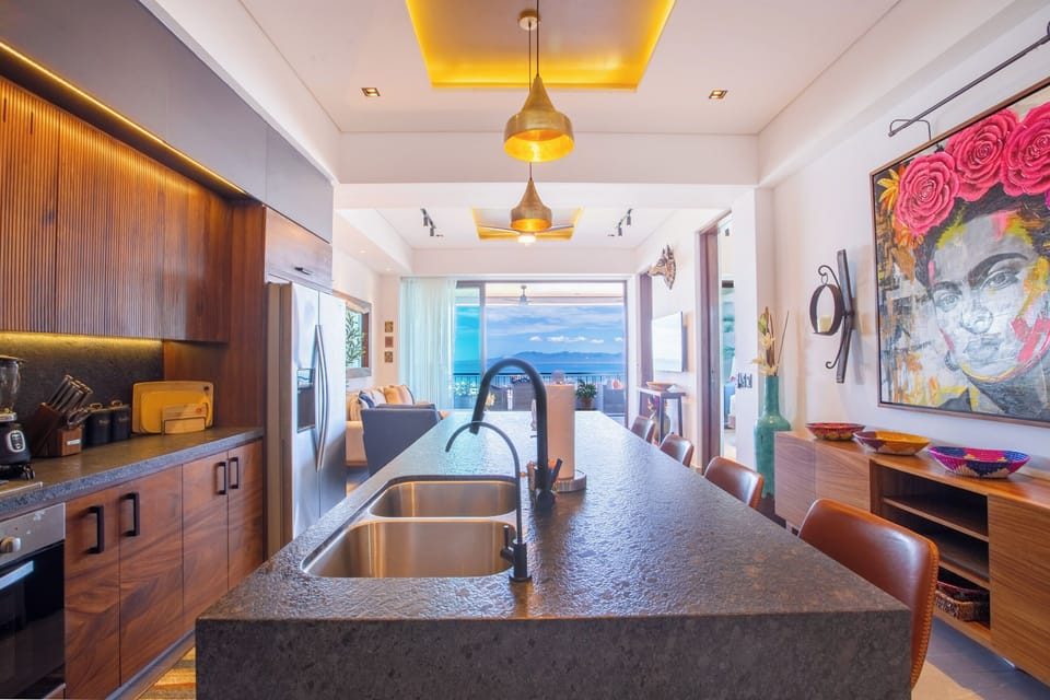 Relish the breathtaking panoramic view as you cook