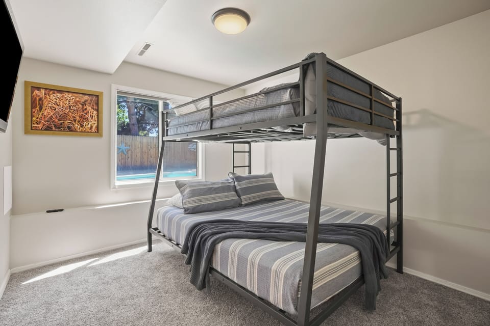Full over queen bunk beds with smart TV