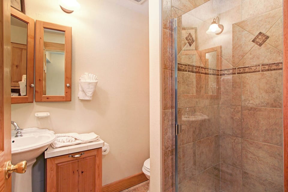 Private, attached Master bathroom. Step in shower (no tub).