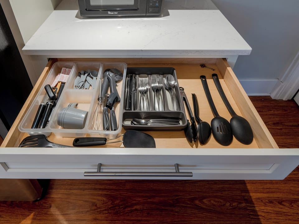 Silverware and cooking utensils - and a wine opener!