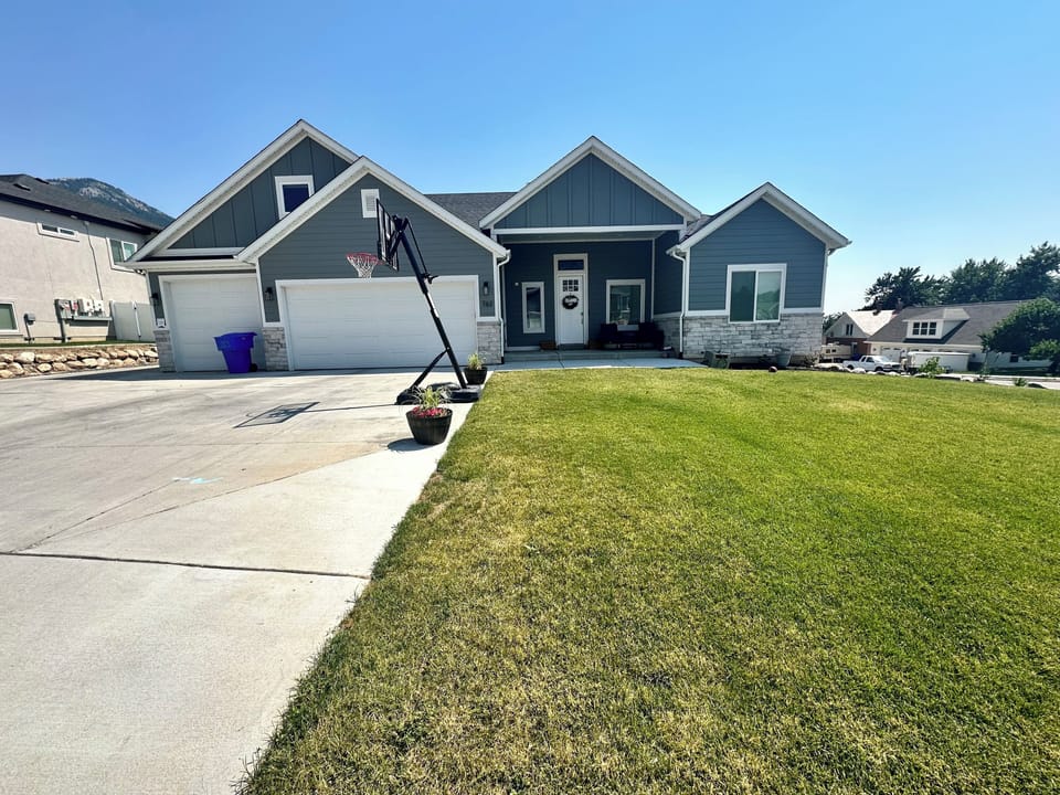 The home is located right on the corner. Your entrance is on the RV pad. 