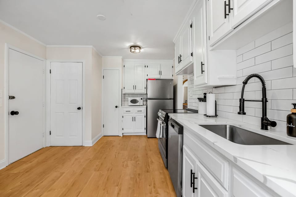 Dishwasher, fridge, freezer, and microwave