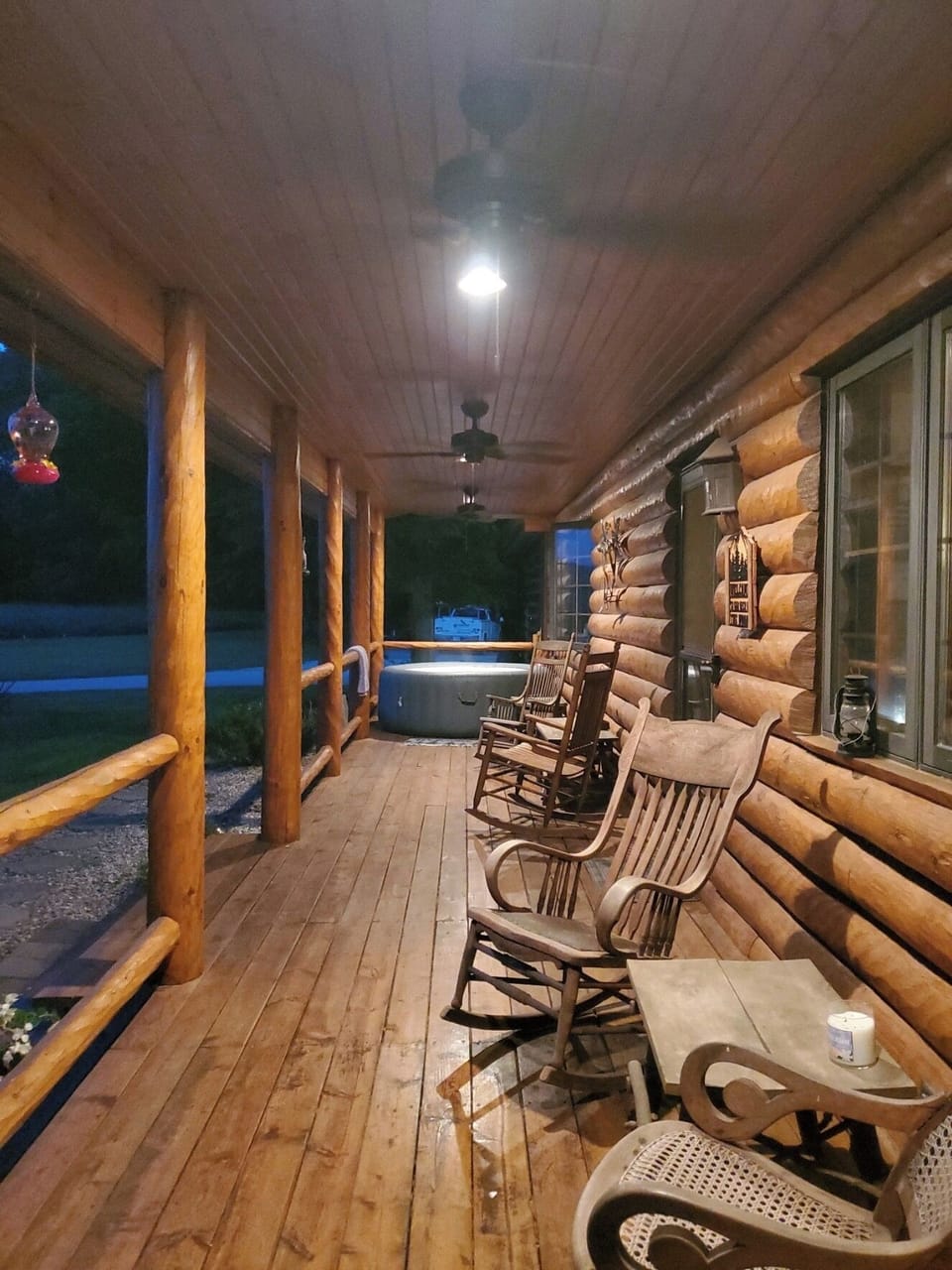 A hot tub is on the front porch available April - December.

