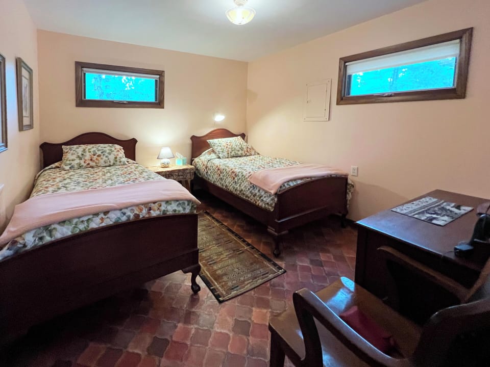 Main level bedroom with 2 twin beds