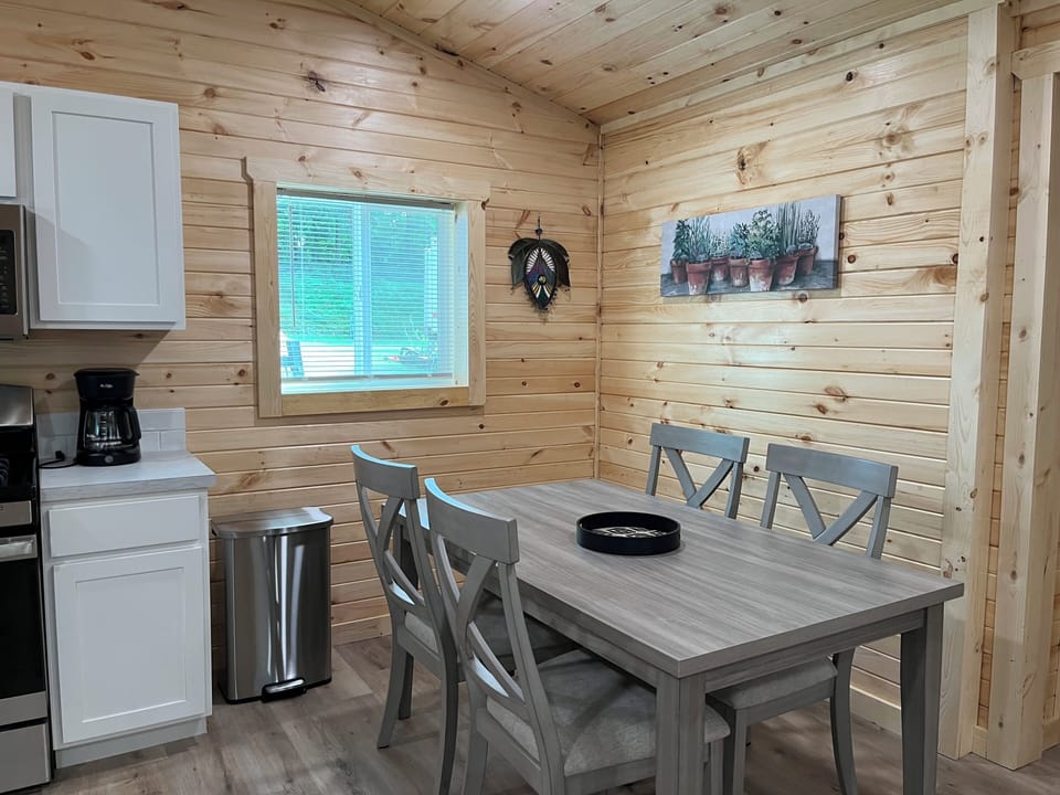This dining room is open to the kitchen and the living room.  It is spacious.