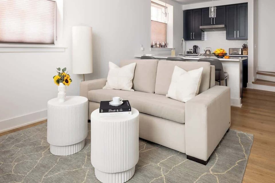 Our spacious townhome sleeps up to 6 guests. The couch doubles as a full size pullout sleeper sofa.