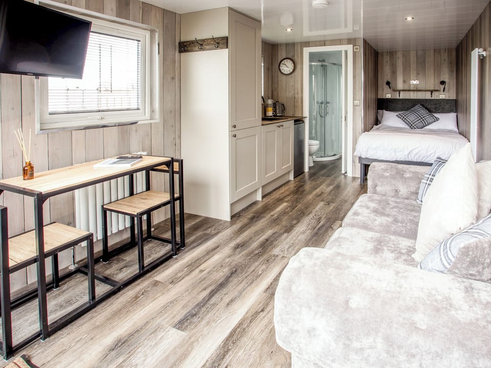 Open plan living space | Hedgehog Hideaway, The Burrow - Riverside Pods, Ashington, near Morpeth
