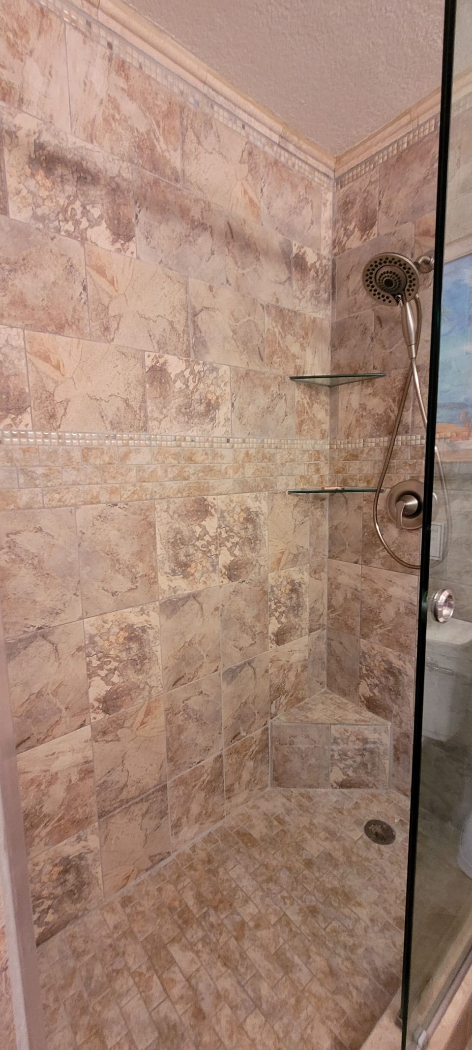 Spacious Master Bathroom Shower with glass doors