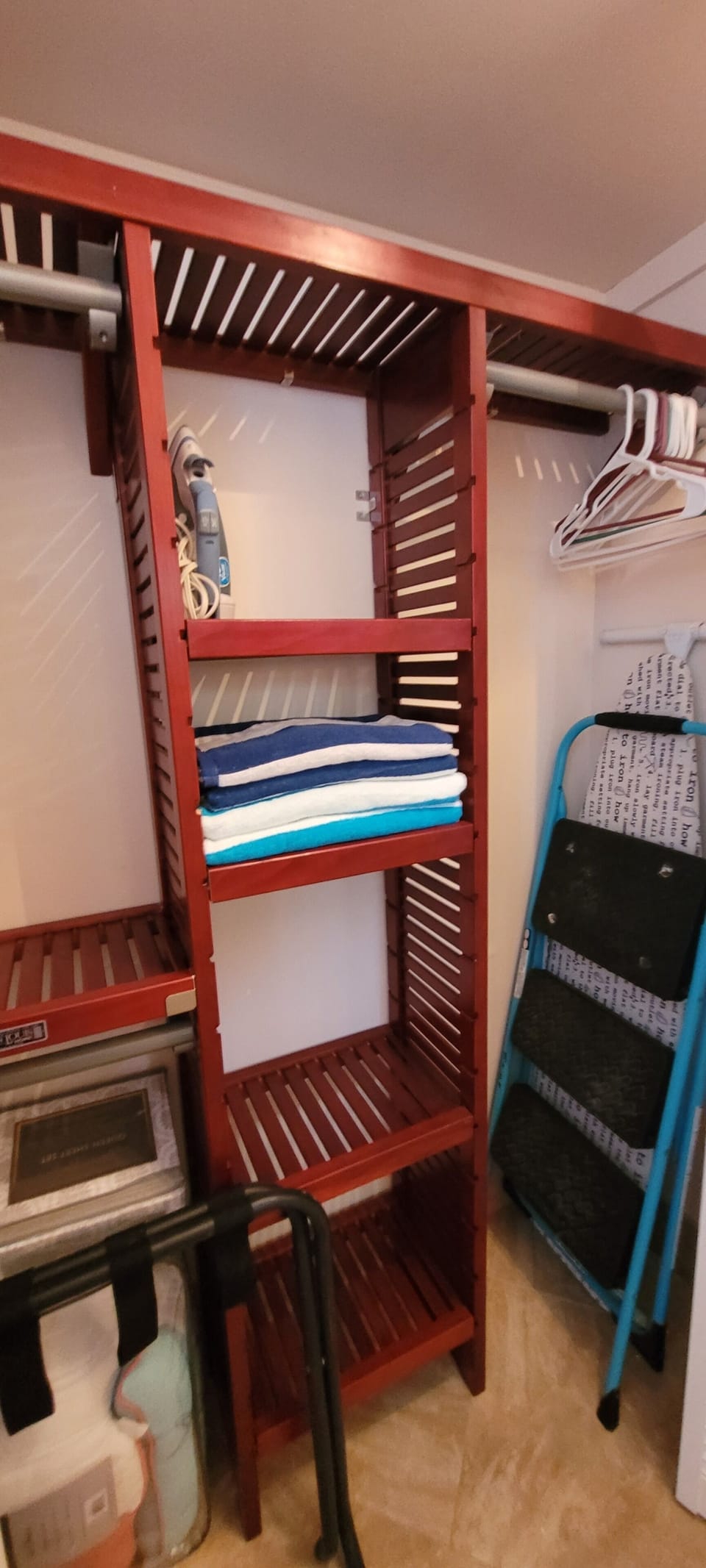 Nice closets, custom-design by owner. Iron and Ironing board, Hairdryers, Linens