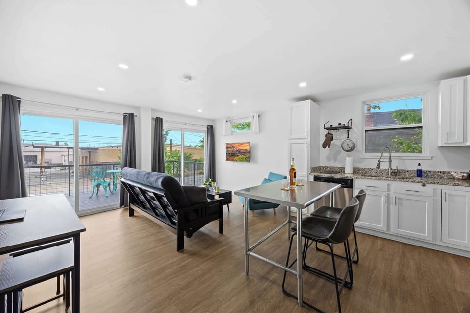 Living Room: Enjoy modern comforts in the eco-friendly ambiance of our home