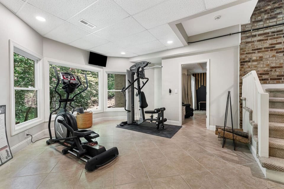 A home gym accessible downstairs