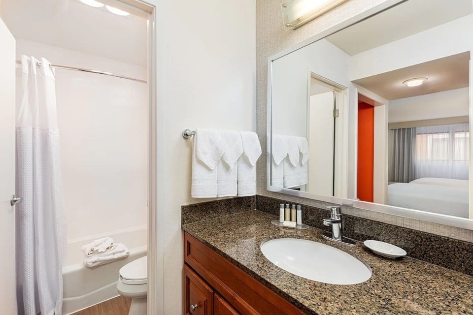 Refresh each morning with a clean vanity and bright bath.