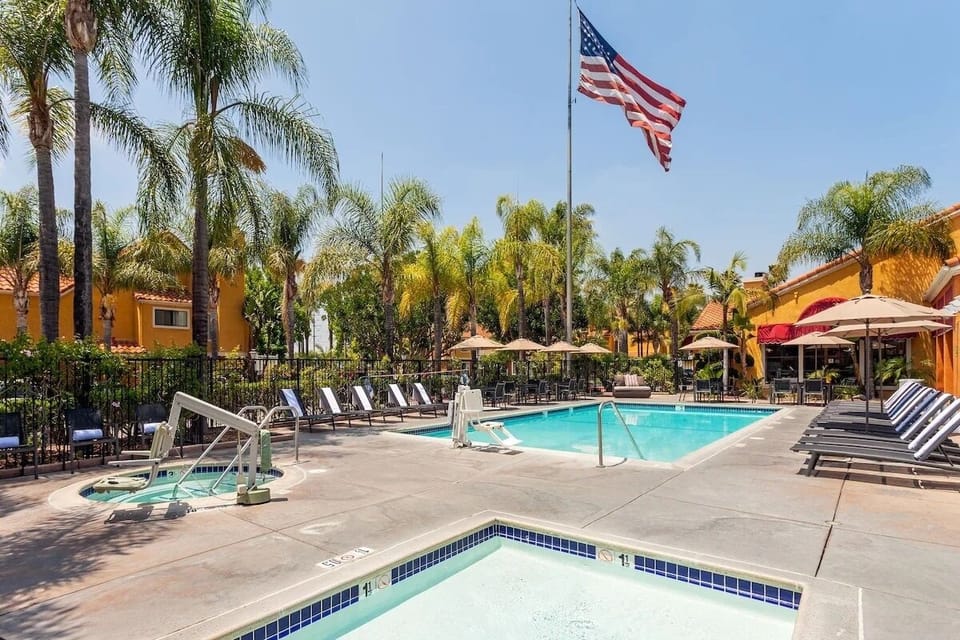 Soak up sunshine with plenty of loungers beside the pool.