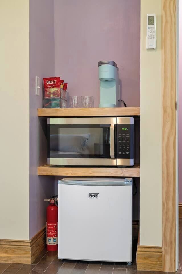 Microwave and mini fridge