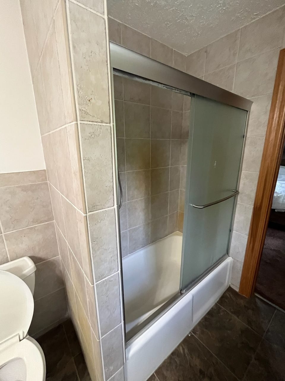 A view of the master tub/shower