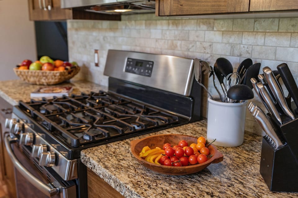 Kitchen is fully equipped with everything you need for comfortable meal preparation and cooking, including essentials like pots, pans, spices, and more | Noah's Retreat, Park City, Utah | Voyax Luxury Vacation Rentals