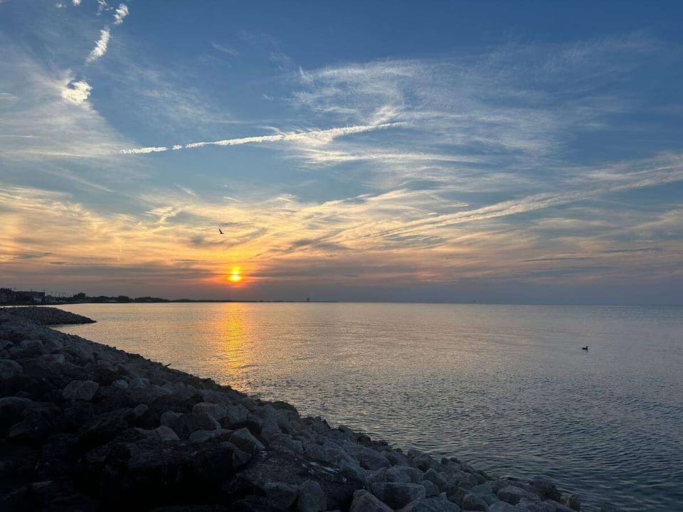 sunset view on the lake from our community