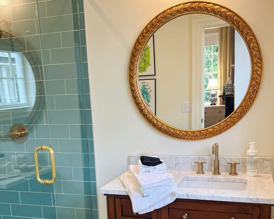 bathroom in the Iris Suite in The Athenian with walk in shower