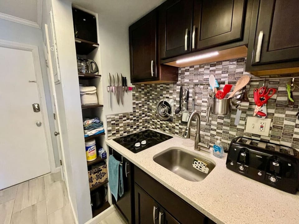 Fully Stocked Kitchenette with Full Size Refrigerator