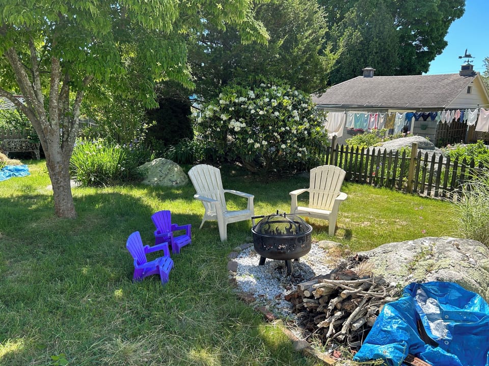 Back yard , fire pit and grill available
